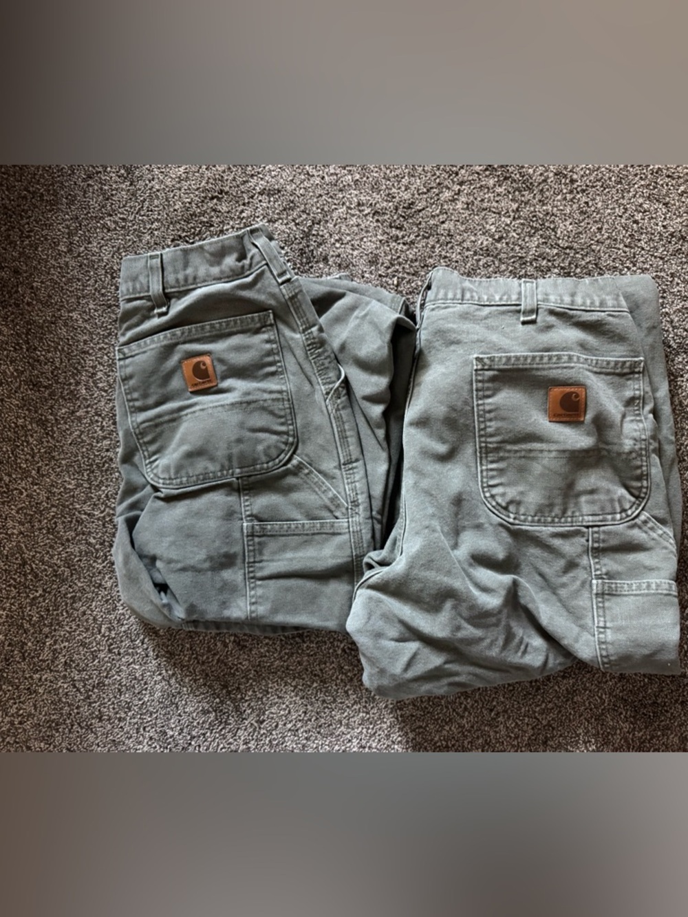 Men's Carhartt Original Loose Fit Olive Green Carpenter Pants Bundle Size 36x34
